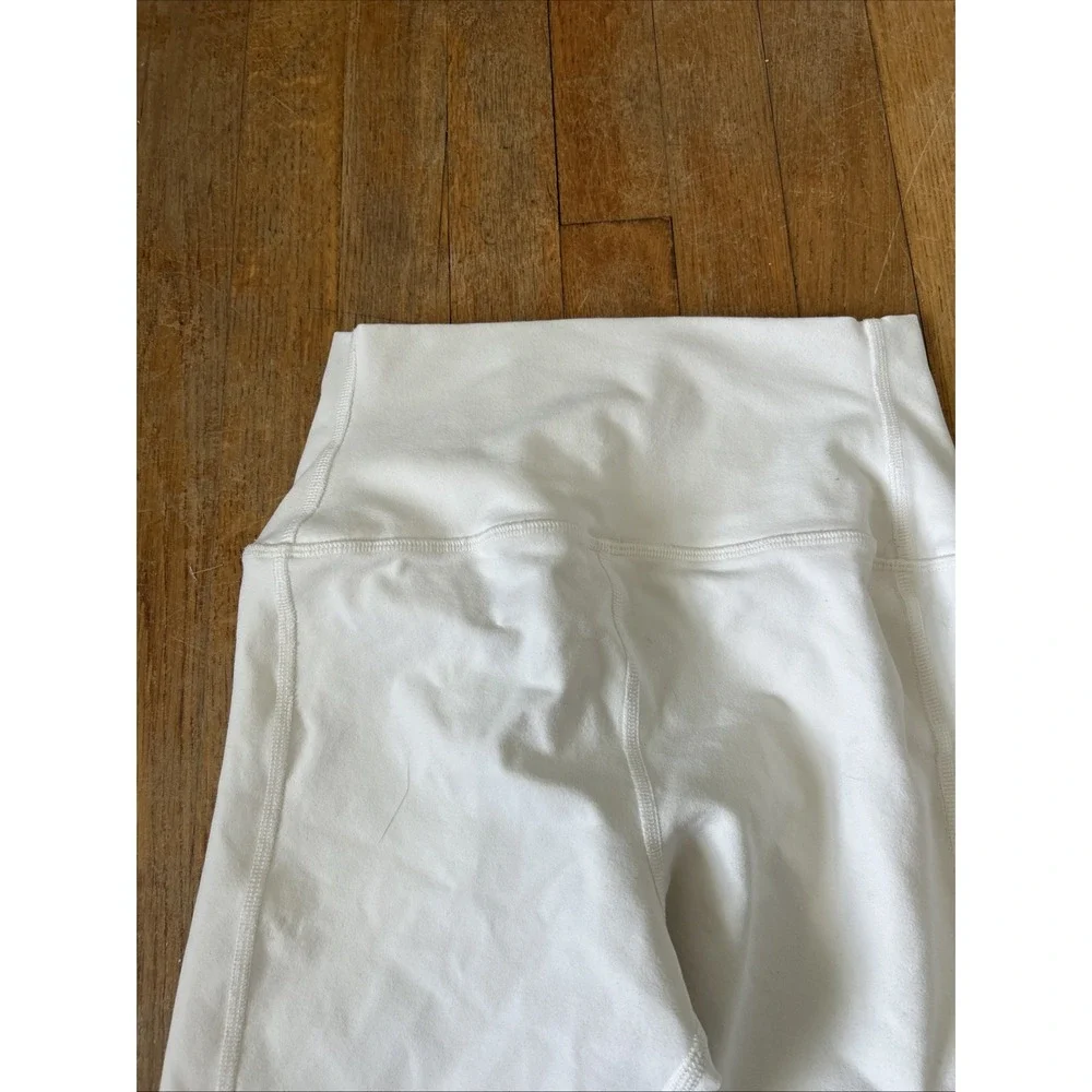 Alo Yoga Womens High Waist Moto Leggings Off White Mesh Ribbed Size M RN87370